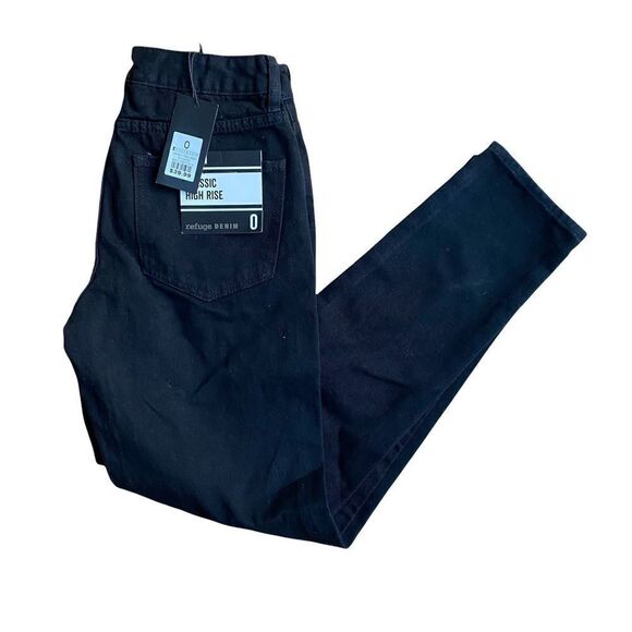 Refuge Mom Jeans Classic High Rise Black Sz 0 NWT - Picture 2 of 4
